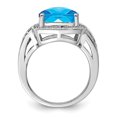 thumbnail image 4 of Auriga Fine Jewelry 925 Sterling Silver Rhodium Checker-Cut Swiss Blue Topaz & Diamond Ring for Women Size- 7, 4 of 5