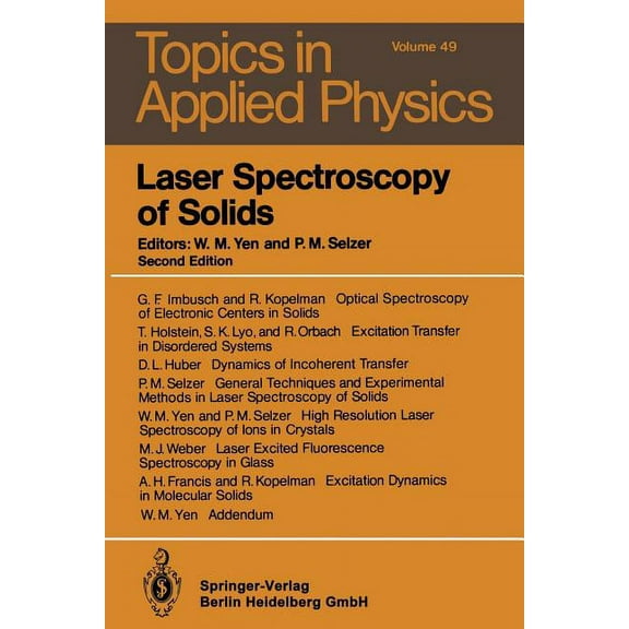 Topics in Applied Physics Laser Spectroscopy of Solids, Book 49, (Paperback)