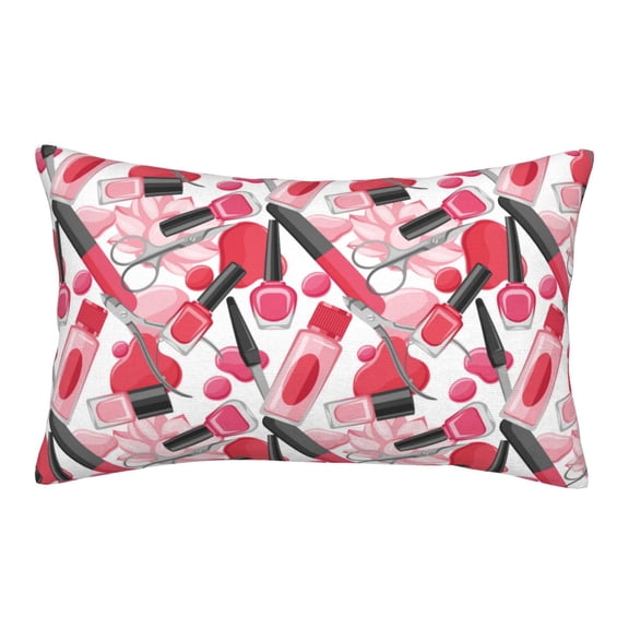 Fuzoiu Makeup Print Fuzzy Pillowcases, Super Soft Pillow Case Cover with Zipper for Bedroom, Sofa, Couch,Cozy Pillow Shams for All Seasons-14"x20"
