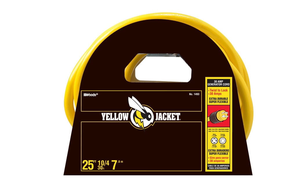 Yellow Jacket 1493 10/4 Heavy-Duty STW 30-Amp/250V Generator Power Cord, 25'
