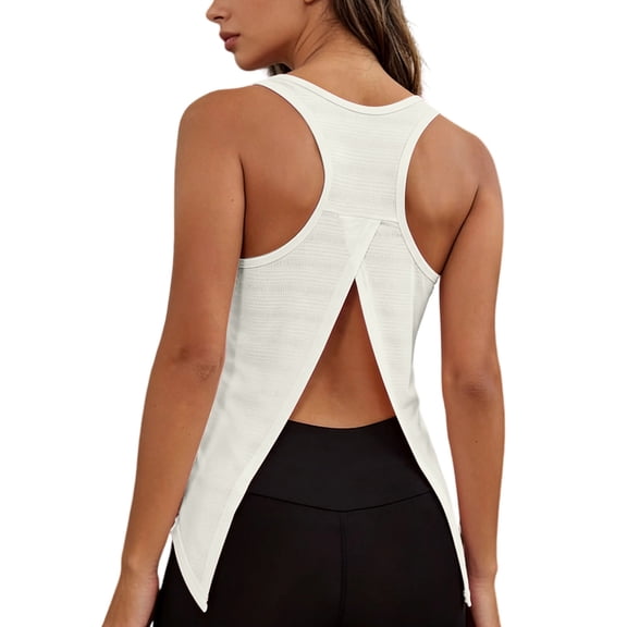 BUIGTTKLOP Workout Tank Tops for Women Open Back Shirts Athletic Gym Clothes Sleeveless Tank Tops Loose Fitted