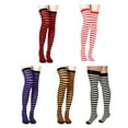 thumbnail image 5 of Halloween Colorful Striped Thigh High Long Socks Witch Sock for Women Girls Over the Knee Stockings Role Play Hosiery, 5 of 8