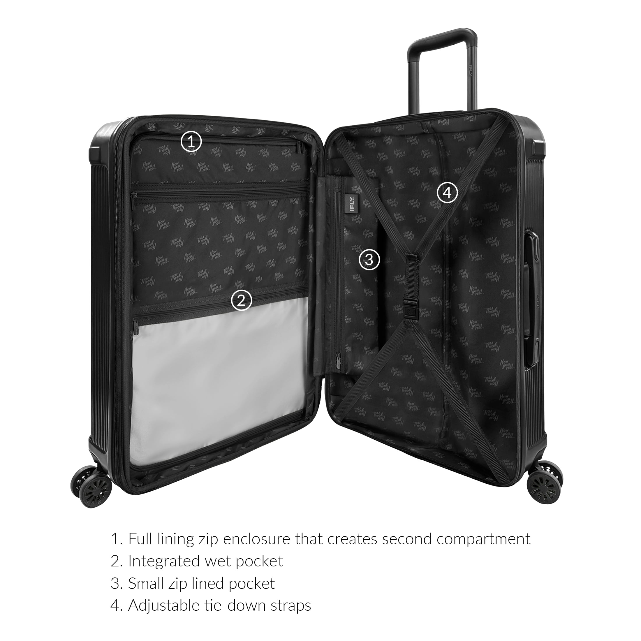 iFLY Rise 28" Expandable Hardside Large Checked Spinner Luggage, Black