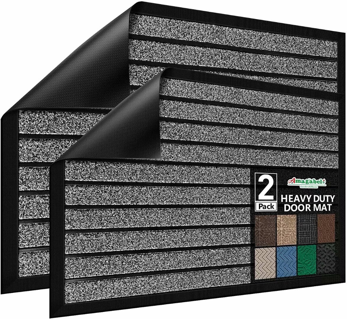 Amagabeli 2 Pack Large Outdoor Door Mats Rubber Shoes Scraper 36" x 24