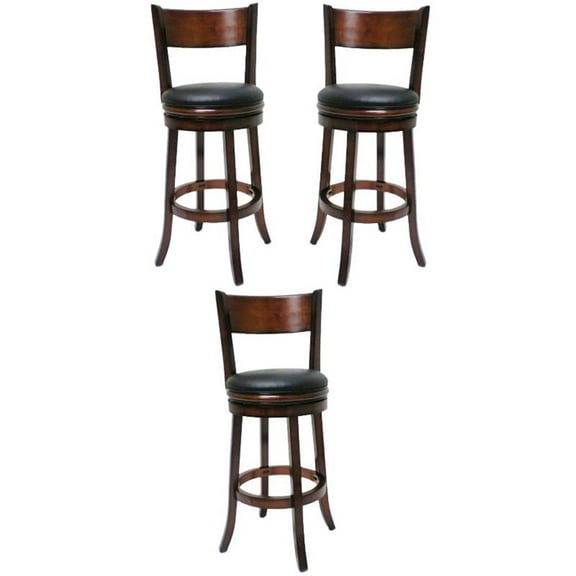 Home Square Palmetto 29" Swivel Bar Stool in Brandy - Set of 3