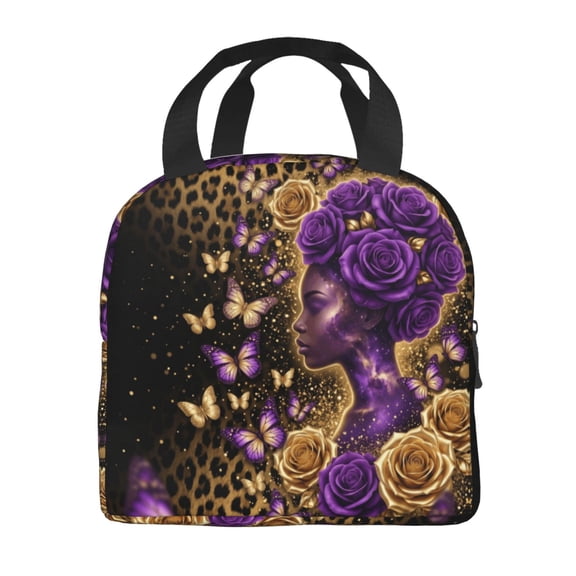 African American Lunch Box For Women Insulated Fashion Black Women Lunch Bag Reusable Cooler Bags Lunchbox Large Containers Tote Bag For Picnic Travel Office Camping