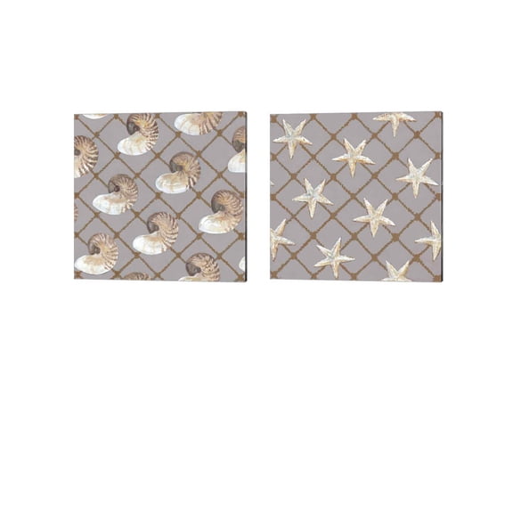 Great Art Now Nautilus Net & Net Full of Stars by Arnie Fisk 2 Piece Canvas Art Set Each 14W x 14H