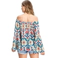 thumbnail image 3 of Flying Tomato Women's Boho Prints Off Shoulder Blouse (Small, Ivory), 3 of 4