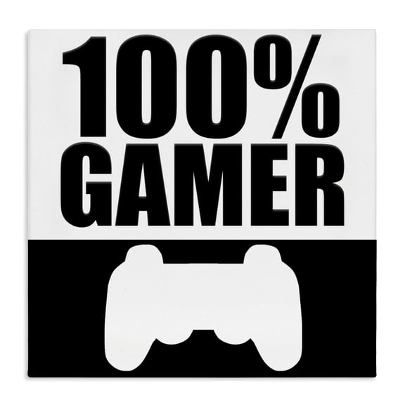 100% Gamer Black & White Canvas Wall Art, design by Kim Allen