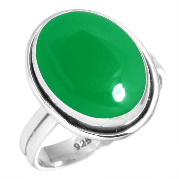 925 Sterling Silver Ring For Women - Girls Genuine Green Onyx Gemstone Silver Ring Size 11.5 May Birthstone Boho Silver Ring Size 11.5 Birthday Gift For Women 925 Silver Gemstone Jewelry