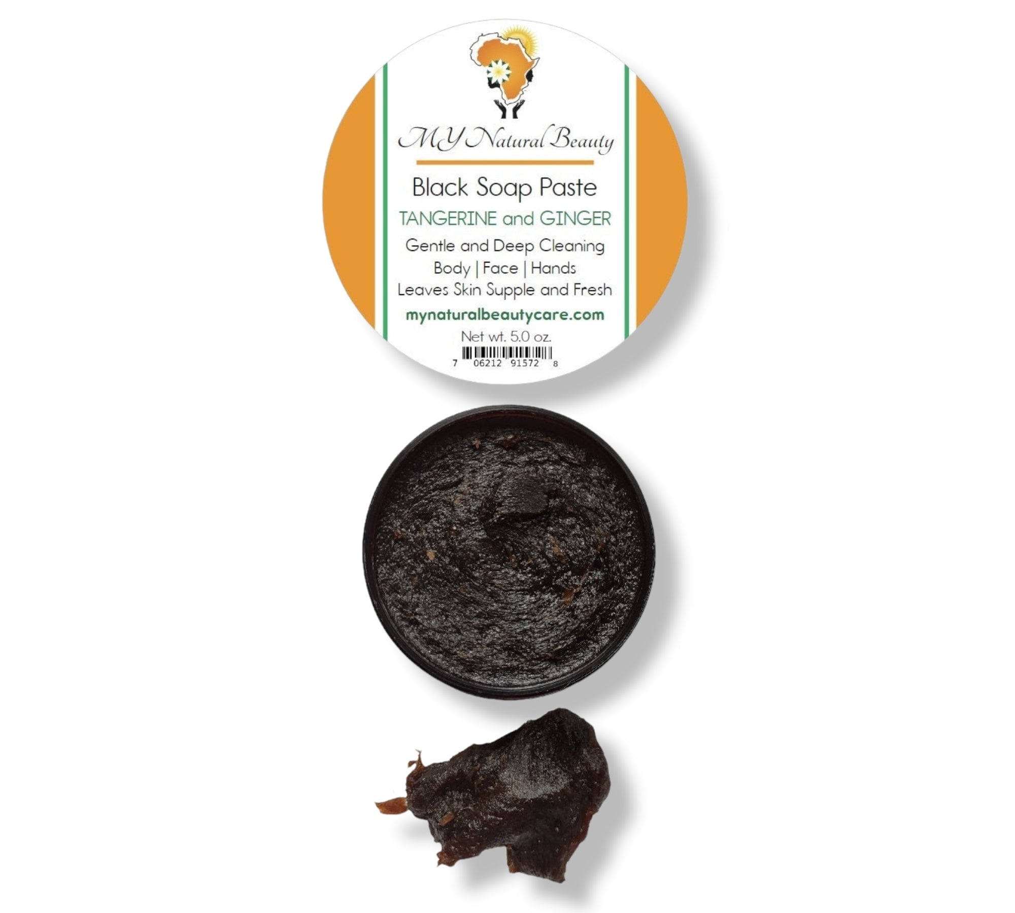 ALLNATURAL Paste Black Soap made with TANGERINE and GINGER Deep