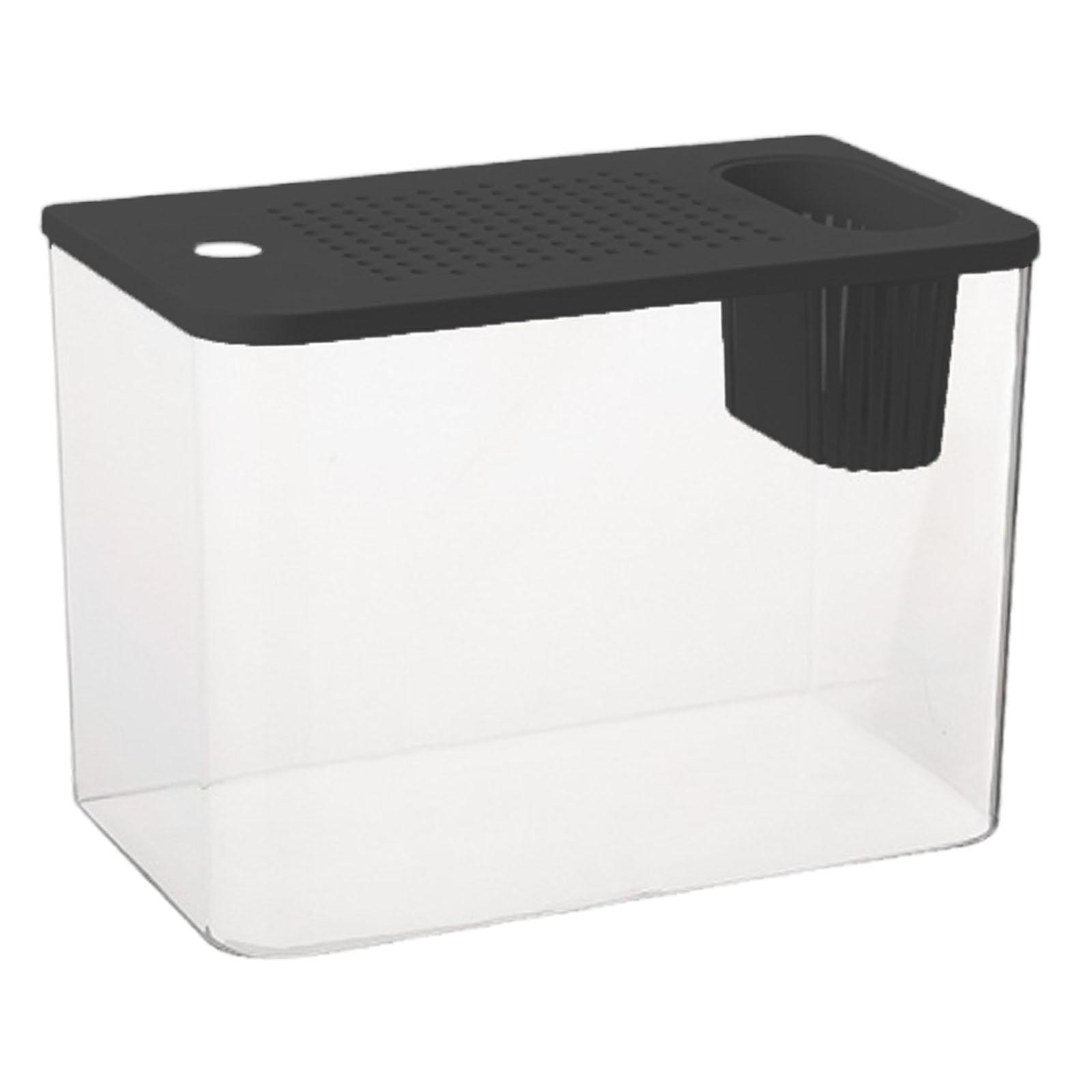 EHJRE Reptile Terrarium Tank Aquarium Clear Habitat Cage Transparent Feeding Box Sturdy Pp Build Suitable for Fish Keeping Reptile Caring Desktop Placement Black Lid