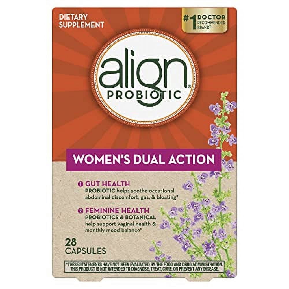 Align Women's Dual Action Probiotic, Probiotics Help Soothe Occasional Abdominal Discomfort, Gas, Bloating, and Balance Feminine Health, Chaste Tree Botanical Helps Stabilize Monthly Mood, 2