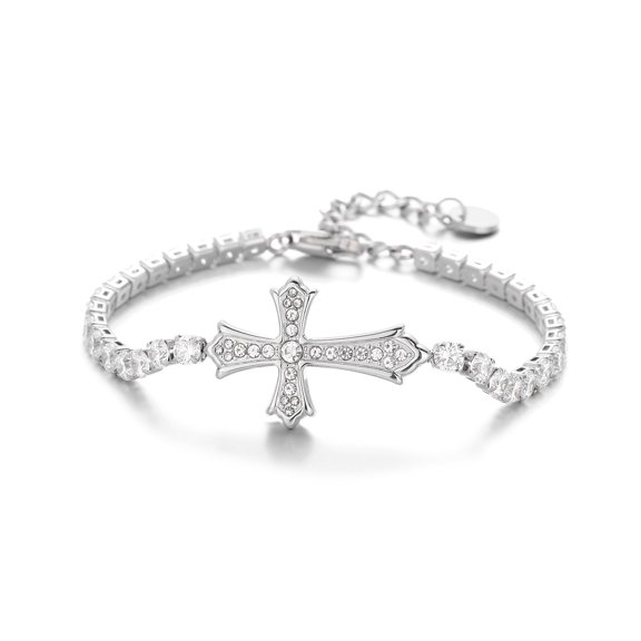 Titanium Steel Cross Zirconia Bracelet, Delicate Minimalist Chain, Women’s Jewelry Gift
