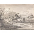 thumbnail image 2 of Thomas Gainsborough 18x15 Gold Ornate Wood Frame and Double Matted Museum Art Print Titled - Open Landscape with Horsemen and Covered Cart (Between 1780 and 1788), 2 of 4