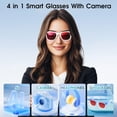 thumbnail image 2 of AI Smart Glasses with 8MP HD Camera, Bluetooth Translation, Waterproof for Travel, Sports - White, 2 of 8