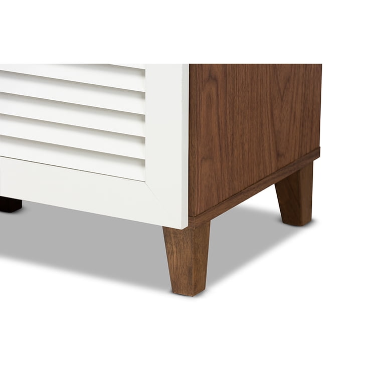 Baxton Studio Coolidge Modern Large 11-Shelf Shoe Storage - Walnut