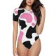 thumbnail image 1 of Balery Cow Spots Body de cuello redondo de manga corta para mujer Tops de manga corta Tops básicos-Medium, 1 of 7