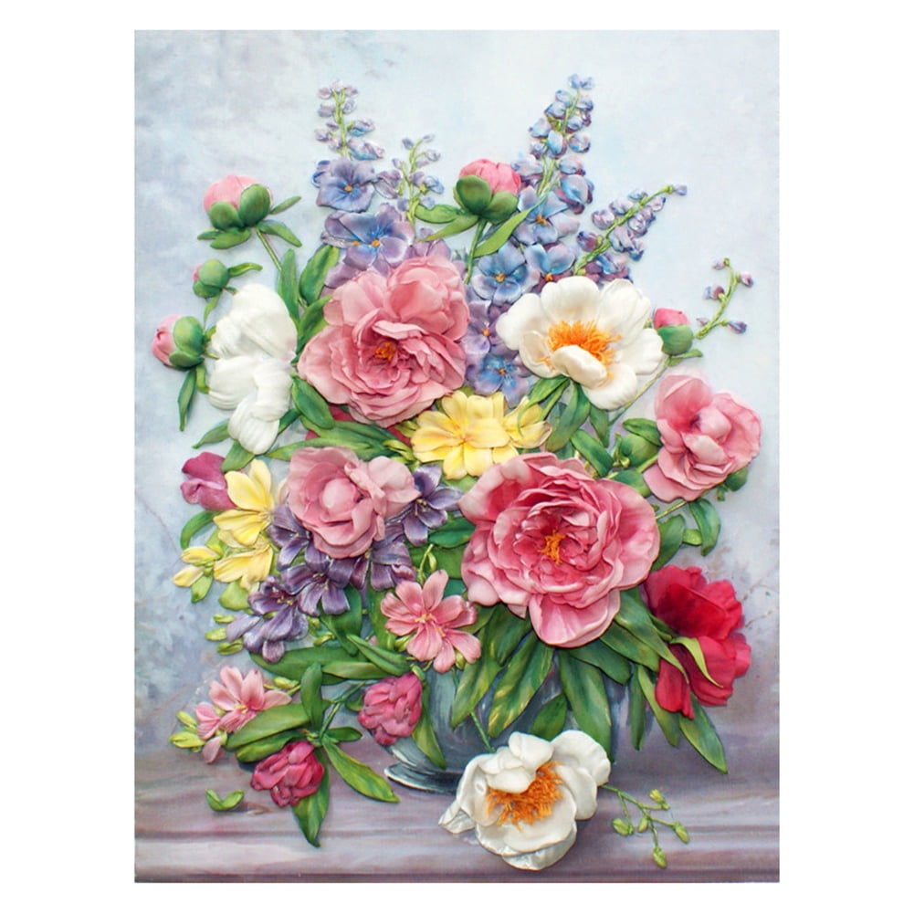 40x50cm Flowers 11CT Stamped Cross Stitch Kits Needlework Embroidery Crafts