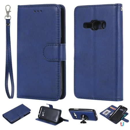 Galaxy J1 2016 Case Wallet, Allytech Premium Leather Flip Case Cover & Card Slots Pocket, Wrist Design Detachable Slim Case for Samsung Galaxy J1 J120 / Amp 2 / Express 3 / Luna 2016 (Blue)