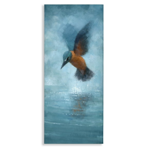 Stupell Industries Hummingbird Splashing Surface Animals Painting Wrapped Canvas Art Print Wall Art, 10 x 24