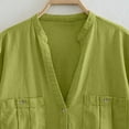 thumbnail image 4 of Tops ! Xihbxyly Linen Shirts for Women Loose Fit, Women's V-Neck Long Sleeve Loose Button Cotton and Linen Tunic Shirts Summer Shirts Blouse Mint Green XS, 4 of 7
