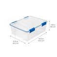 thumbnail image 2 of Contenedores de almacenamiento Iris USA WeatherPro de 27 litros con tapas, paquete de 3, transparentes/azules, 2 of 8
