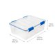 thumbnail image 2 of Caja de almacenamiento de plástico WEATHERPRO con tapa duradera y cierres seguros de enganche paquete de 3 contenedor hermético apilable transparente, 2 of 8