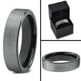 thumbnail image 5 of Charming Jewelers Tungsten Wedding Band Ring 4mm for Men Women Comfort Fit Black Pipe Cut Brushed Lifetime Guarantee Size 14, 5 of 5