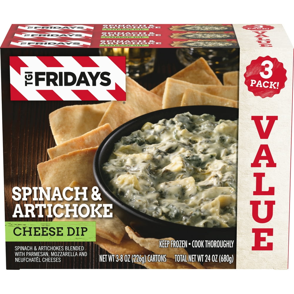 TGI Fridays Spinach & Artichoke Cheese Dip Value Pack Frozen Snack, 3