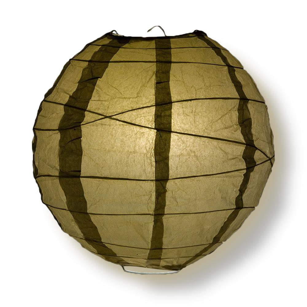 Quasimoon 8' Gold Round Paper Lantern, Crisscross Ribbing, Hanging Decoration by PaperLanternStore