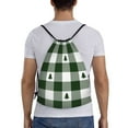 thumbnail image 2 of Bingfone Green White Lumberjack Plaid Drawstrings Backpacks Bags For Men Women Gym Drawstrings Bag, 2 of 9