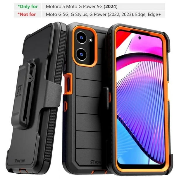 Funda para Moto G Power 5G con Soporte y Funda: Protectora, a Prueba de Golpes, Negra y Naranja