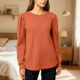 thumbnail image 2 of Womens Long Sleeve Tops 2026 Spring Fashion Crewneck Basic Ribbed Knit Casual T Shirt Blouse, 2 of 4