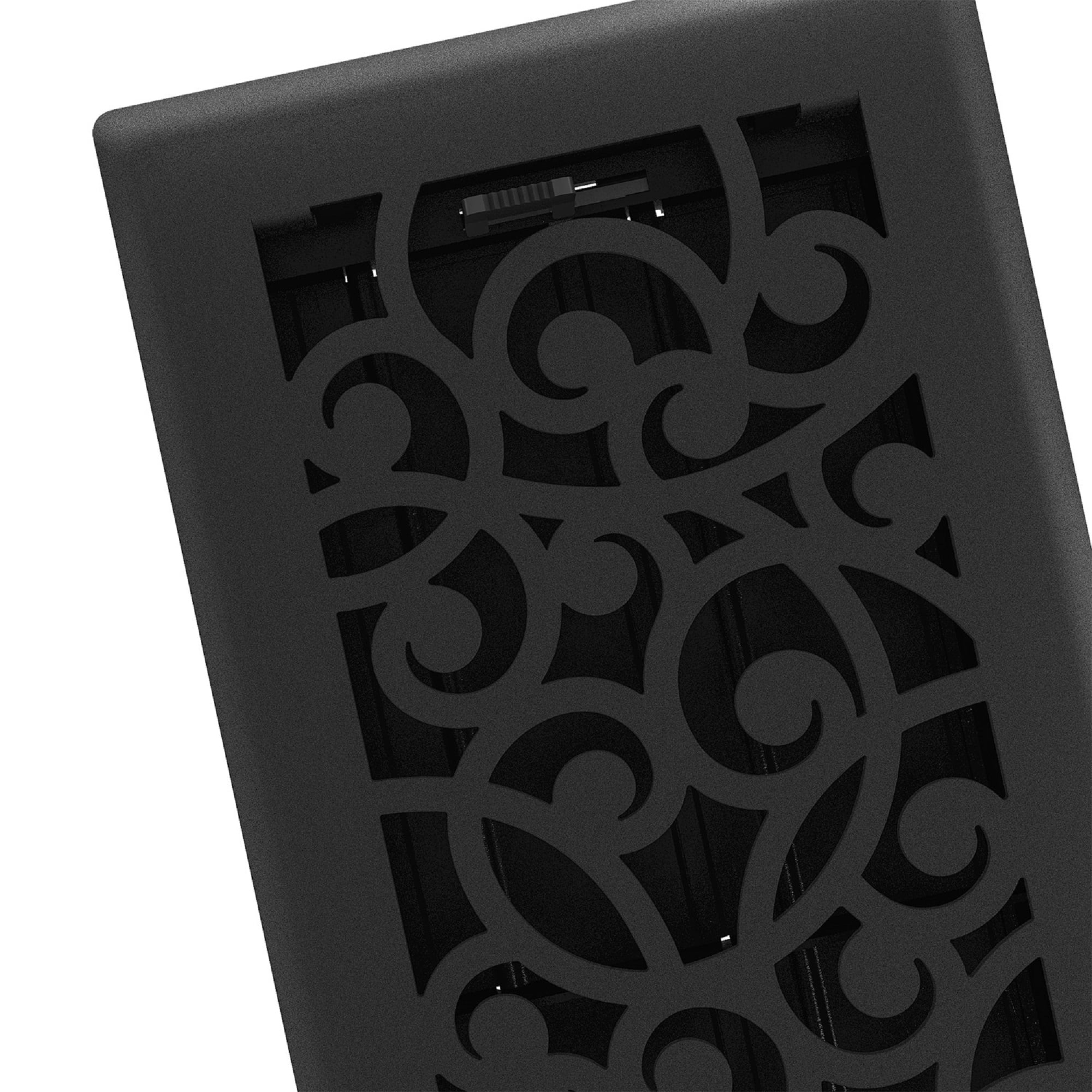 4in x 10in Wonderland Style Black Iron Metal Heating and Cooling Air Floor Register (5 PACK) - Overall 5 1/4" x 11 1/4"