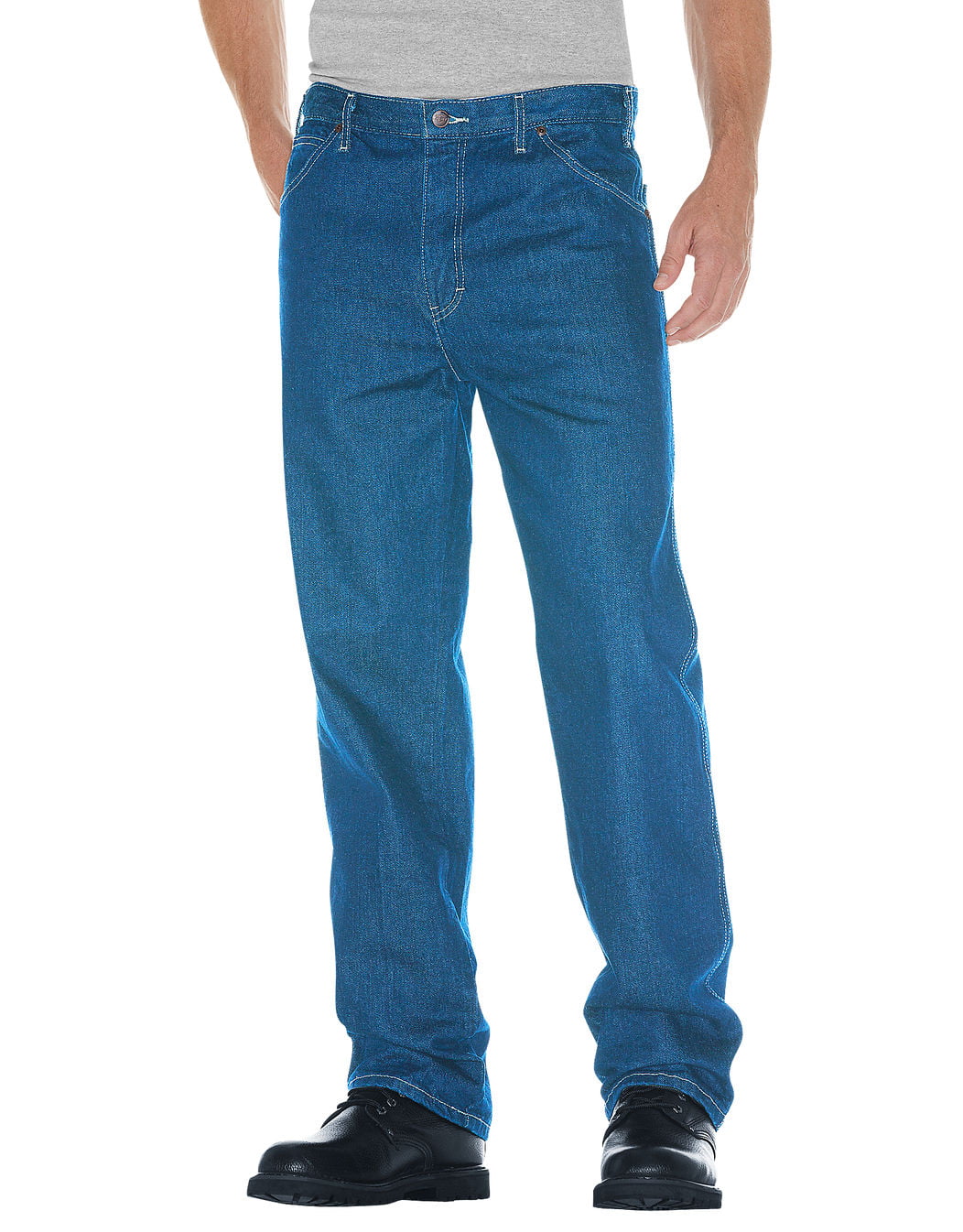 Dickies Mens Relaxed Straight Fit 5-Pocket Denim Jeans, 34W x 32L ...