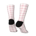 thumbnail image 5 of Uemuo Pink Checkboard Pattern Women's Crew Socks, Soft Durable Breathable Moisture-Wicking with Odor Control Cotton socks, 5 of 9