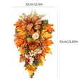 thumbnail image 2 of Artificial Fall Teardrop Swag Hanging Wall Decoration, Decorated with Sunflowers, Berry Clusters, Maple Leaves,Bow Tie, Front Door Decor for Autumn Festival Thanksgiving Halloween, 2 of 9