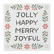 Holiday Time Jolly Happy Merry Joyful Christmas Tabletop Sign Decoration, 4-inch