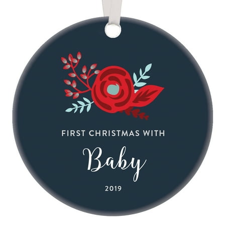 Christmas Floral Ideas First Christmas With Baby 2019 Ornament Baby's 1st Xmas Congratulations Bohemian Floral Beautiful Gift Ideas Newborn Boy Girl Holiday Presents Family Keepsake 3