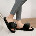 thumbnail image 4 of Nilvkv Womens Slippers, Fashionable Bow-Knotted Open-Toe Flat Bottom and Warm House Slippers Furry Slippers Indoor Outdoor Shoes for Fall and Winter, 4 of 6