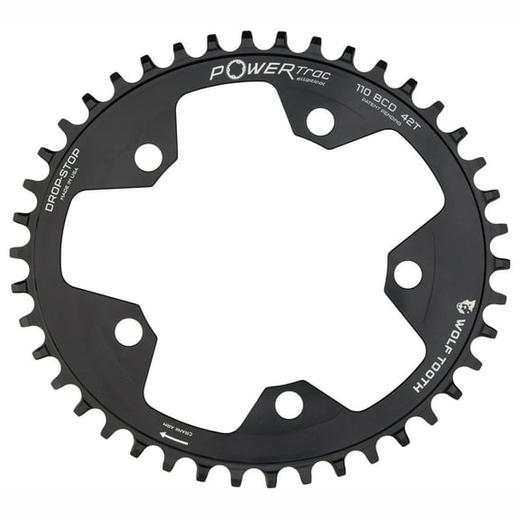 Wolf Tooth Components Gravel/CX Elliptical Ring (Flat Top), 110BCD 42t - Blk