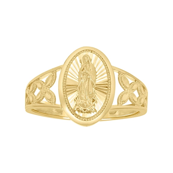 10k Yellow Gold Womens Oval Head Guadalupe Religious Ring 12.6x3.6mm Wide Ring for Women - 2.4 Grams