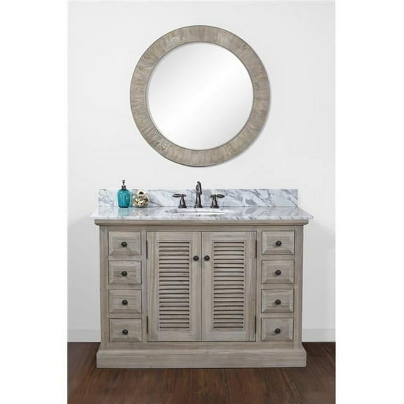InFurniture WK1948-CW TOP 48 in. Solid Wood Single Sink Vanity With Carrara White Marble Top-No Faucet