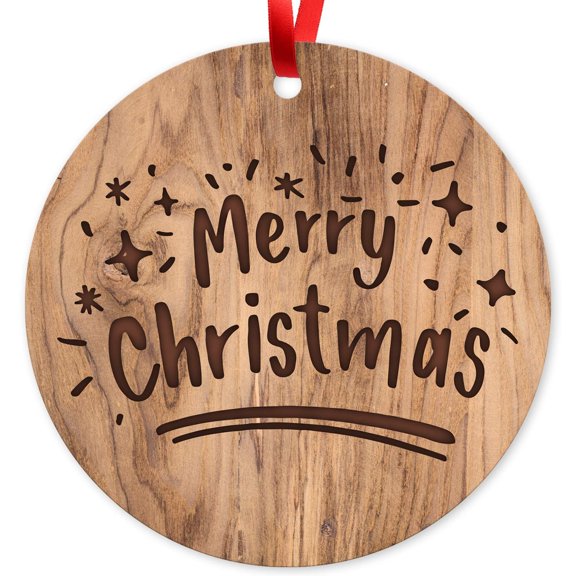 Soul Décor Christmas Ornaments Tree Decoration, Merry Christmas Ornament, Large 3.75" Round Metal Ornament, Velvet Pouch Included