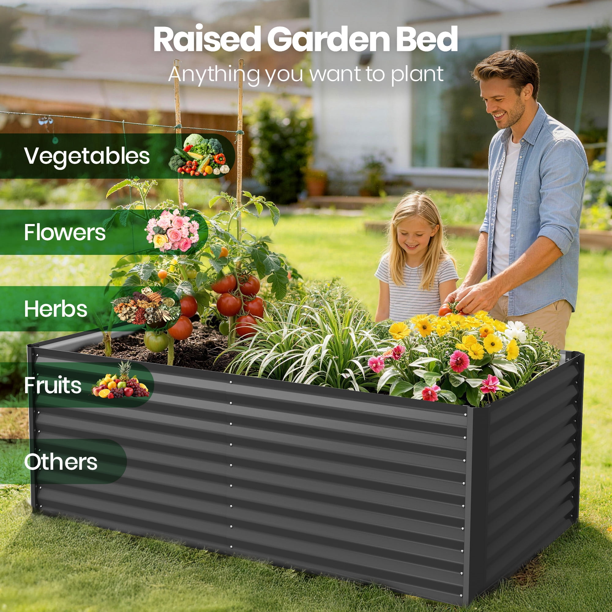 GVDV Raised Garden Bed 6x3x2ft Outdoor, Metal Raised Bed Kit for Backyard, Deep Root Planter Box for Gardening Vegetables, Fruits, Flowers, Rust-Proof, Easy Assembly