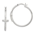 thumbnail image 4 of 925 Sterling Silver Polished CZ Fancy Cross Hinged Hoop Earrings, 4 of 5