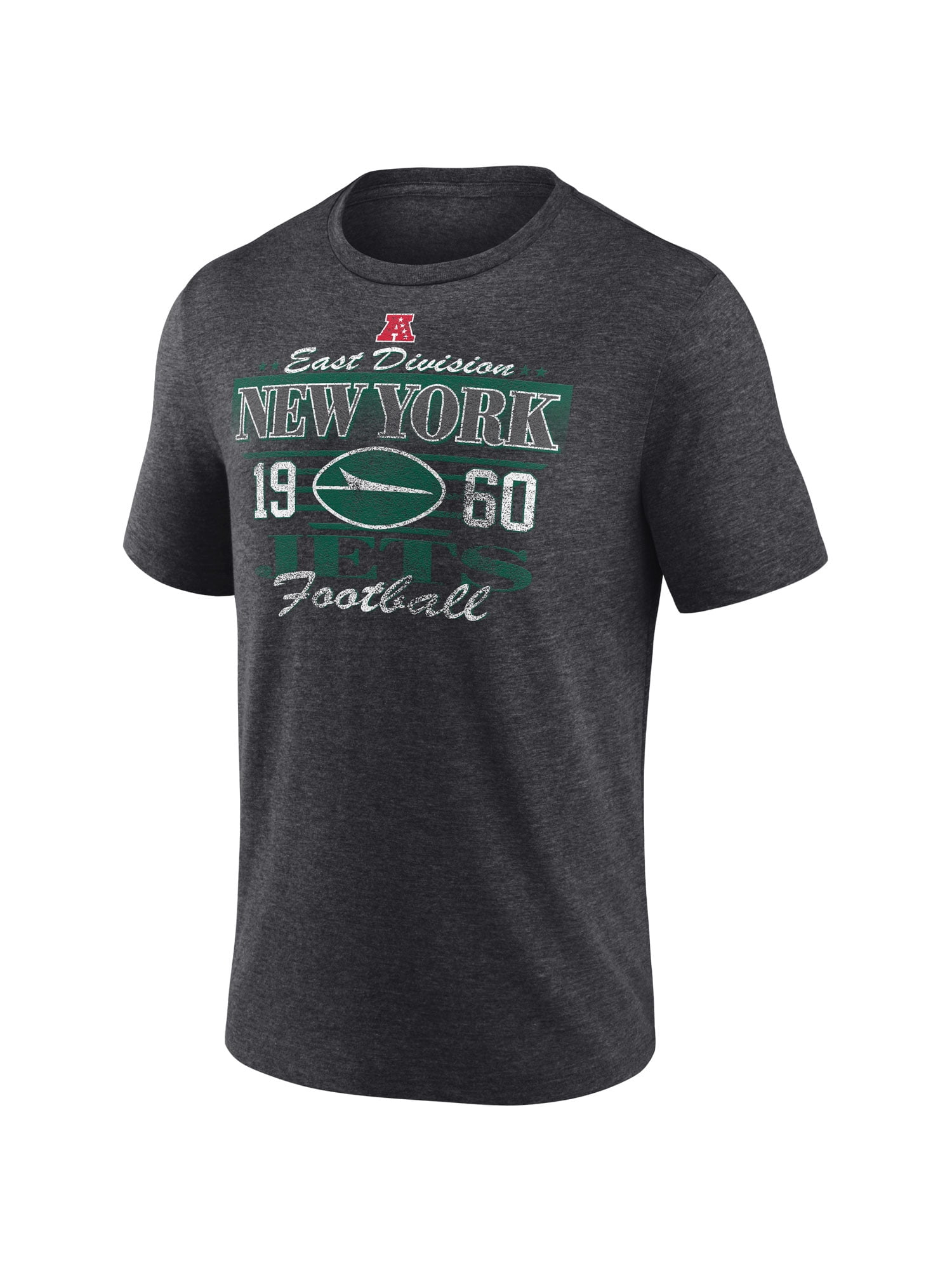 NFL New York Jets Men's Synthetic Charcoal Heather Short Sleeve T-Shirt
