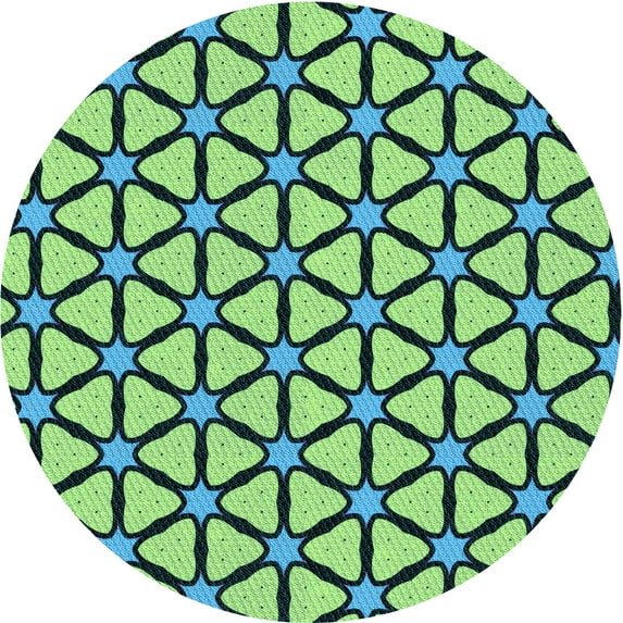 Ahgly Company Machine Washable Indoor Round Transitional Medium Teal Green Area Rugs, 6' Round