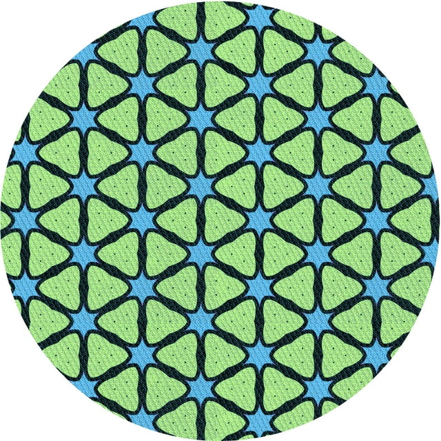 Ahgly Company Machine Washable Indoor Round Transitional Medium Teal Green Area Rugs, 3' Round